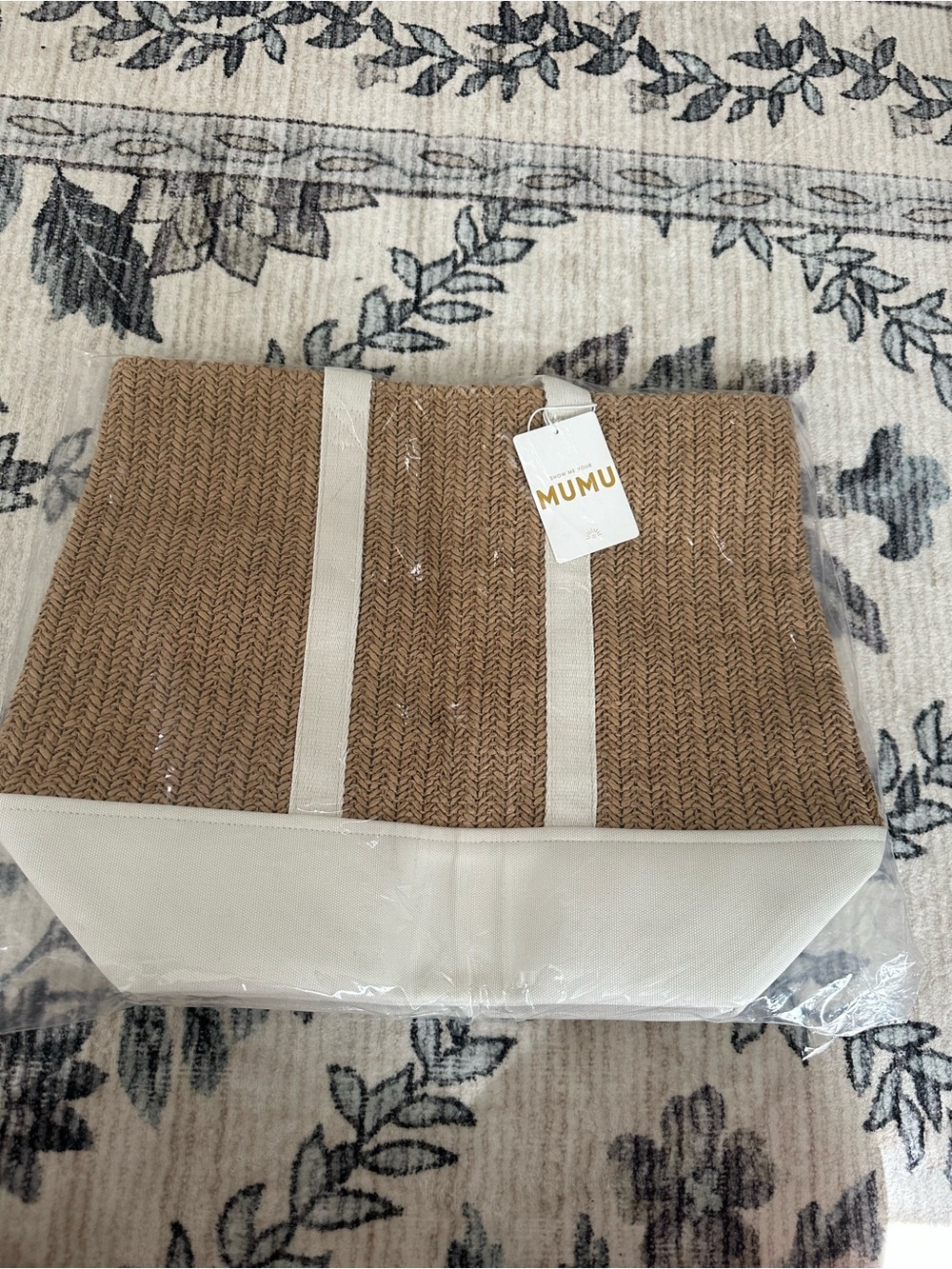 Show Me Your MuMu Tan and Cream Woven Tote